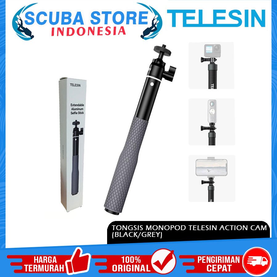 Tongsis Monopod Telesin Action Cam Stick Waterproof For Gopro Camera Tongkat Selfie Kamera Aksi Vlog