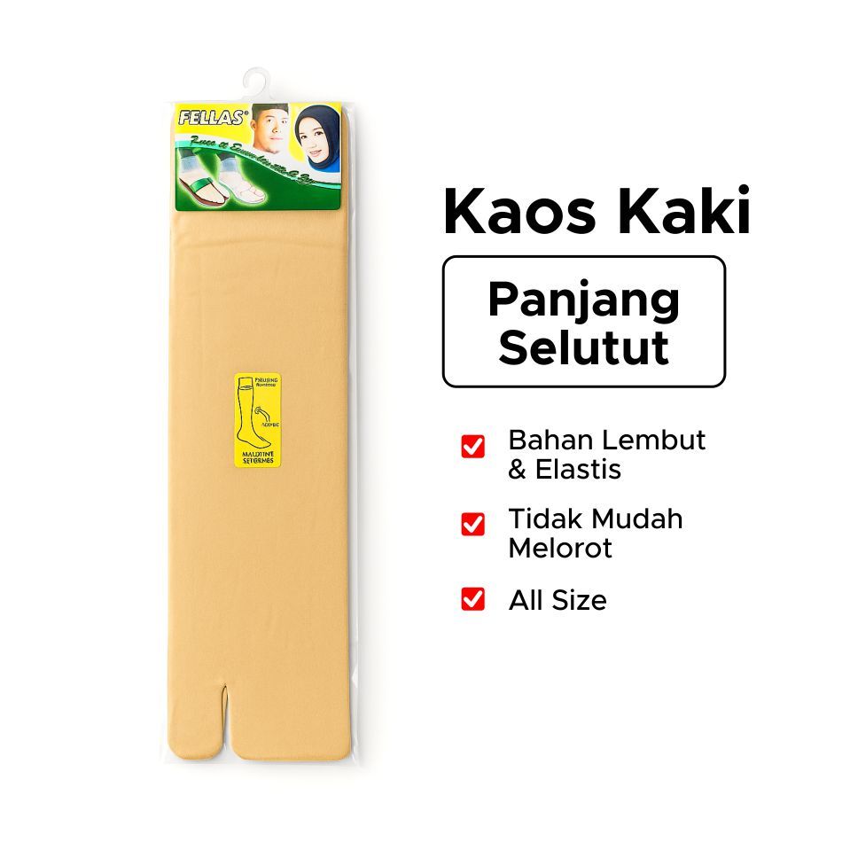 Fellas Kaos Kaki Pria Wanita Panjang Selutut Stoking Warna Kulit Nude