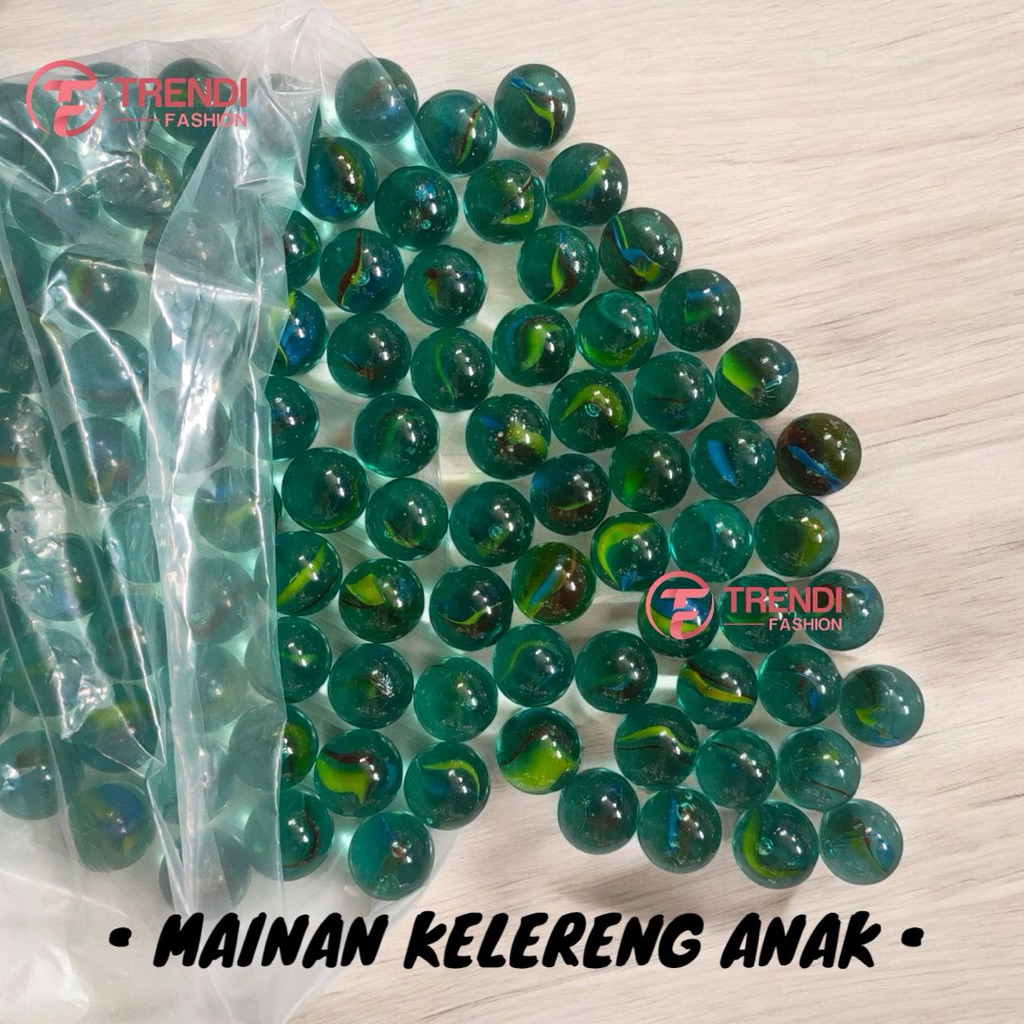 Mainan Kelereng Anak Kelereng Gundu Klereng Hijau Pelangi Isi 50pcs