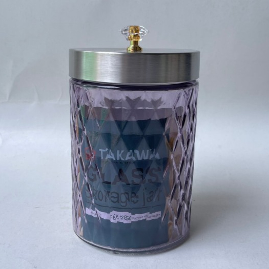 Toples kaca ulir diamond warna ungu ukuran 1250 ML (FE1250)