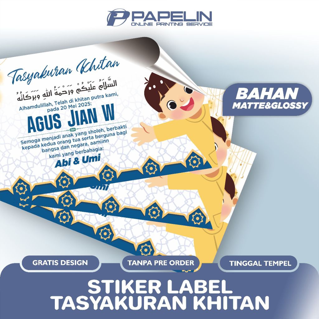 Cetak Stiker Tasyakuran Khitan, Syukuran Khitan, Walimatul Khitan