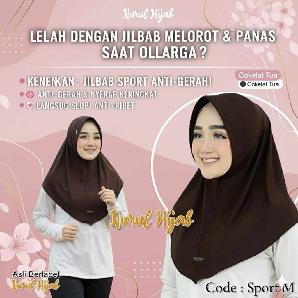 BILA JAYA - BERGO SPORT M PET LOGO HAMIDAH PREMIUM HIJAB INSTAN DAILY / OLAHRAGA / SEKOLAH MENUTUP D