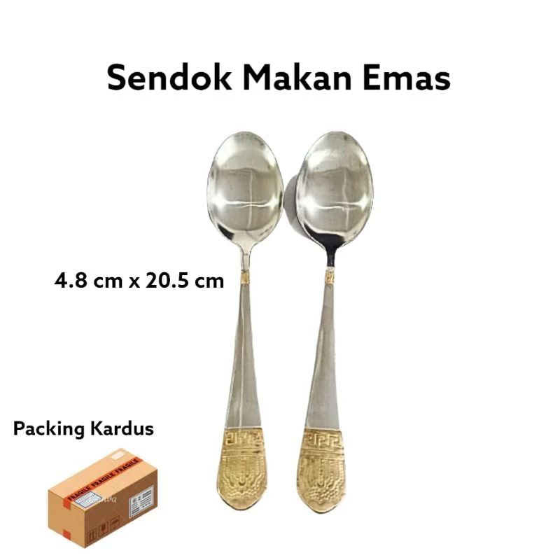 Sendok Makan Silver Motif Emas/Sendok Makan Tebal Premium