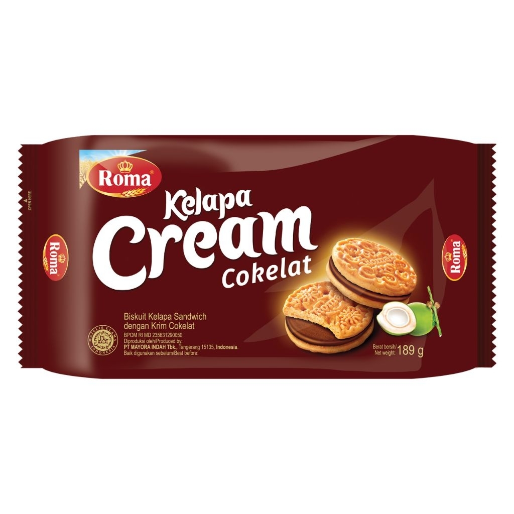 ROMA Biskuit Kelapa Cream Cokelat / Susu Vanilla Pack