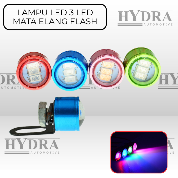 LAMPU MATA ELANG FLASH 3 LED / LAMPU PLAT MOTOR + BRACKET KEDIP FLASH UNIVERSAL VARIO BEAT MIO NMAX 