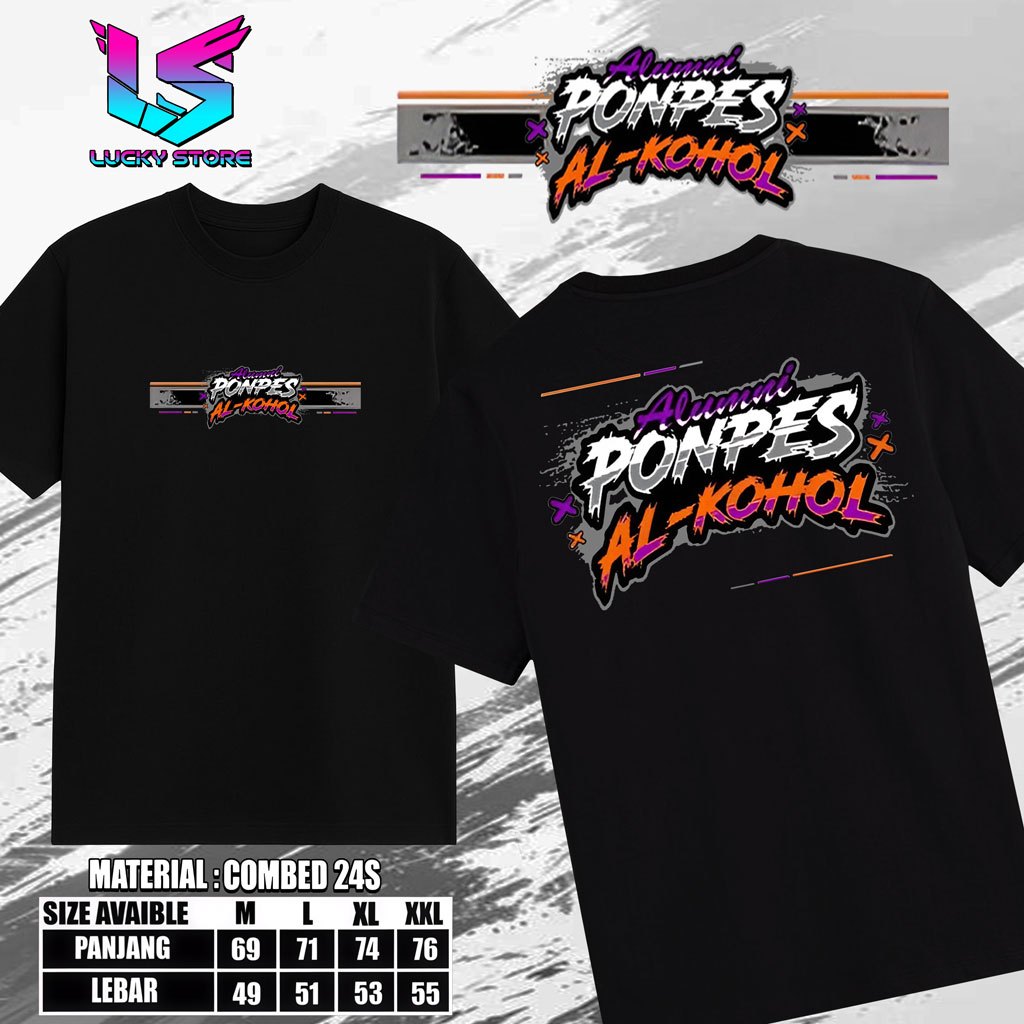 LuckyStore Kaos distro keren terbaru Motif PONPES AL-KOHOL Combed 24s