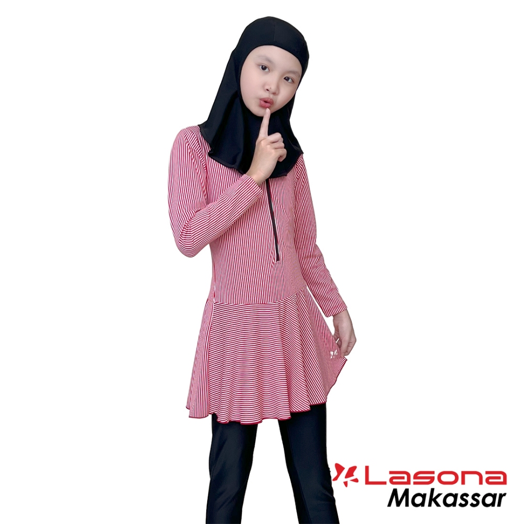 Lasona Kids Burkini Hijab Swimwear Baju Renang Muslim Anak Perempuan TRPM-G3344-L0587 Stok MAKASSAR