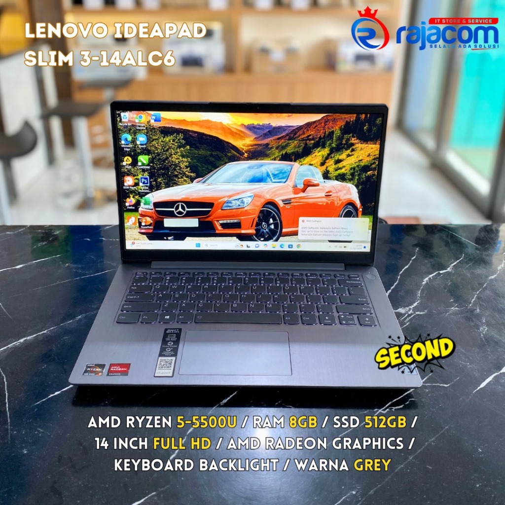 Lenovo Ideapad Slim 3 AMD Ryzen 5-5500U ram 8gb ssd 512gb keyboard backlight