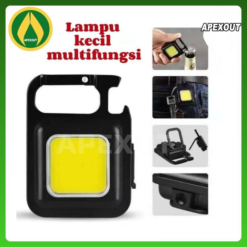 Keychain Light USB Bisa Di Cas Gantungan Senter LED Mini Ada 3 Mode Nyala Camping Sepeda Lampu