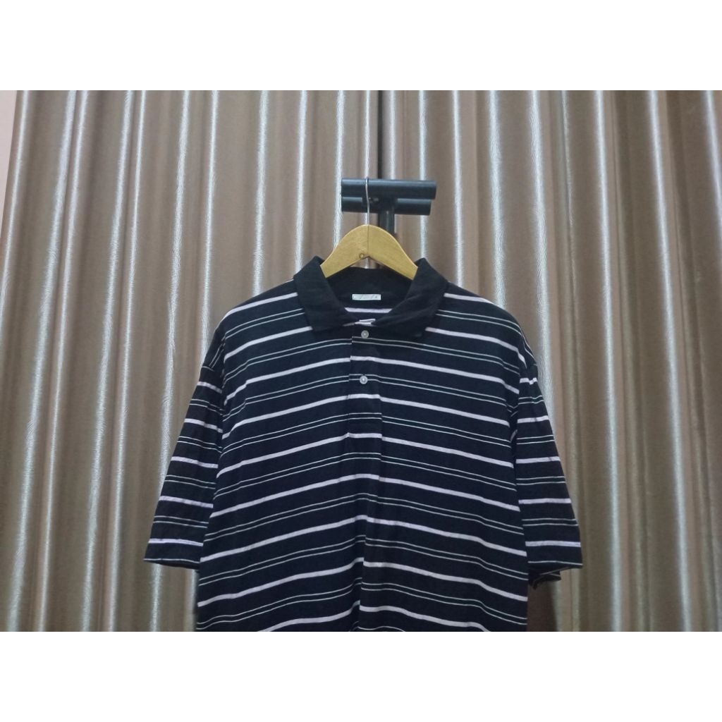 GU BY UNIQLO POLO SHIRT SALUR NAVY WHITE