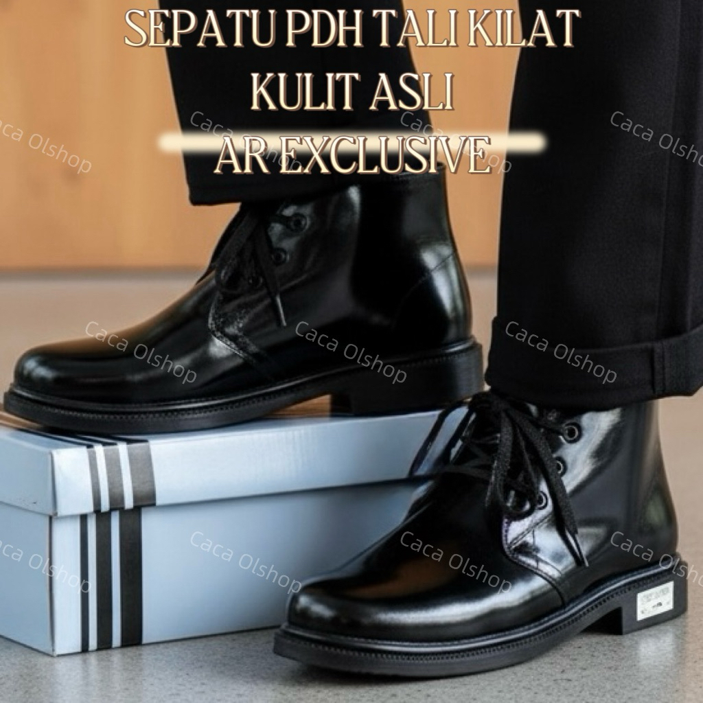 Sepatu PDH AR Exclusive hitam lux tali paskibra