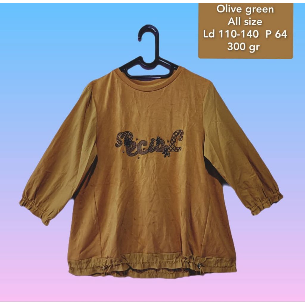 olive green blouse mustard wanita all size