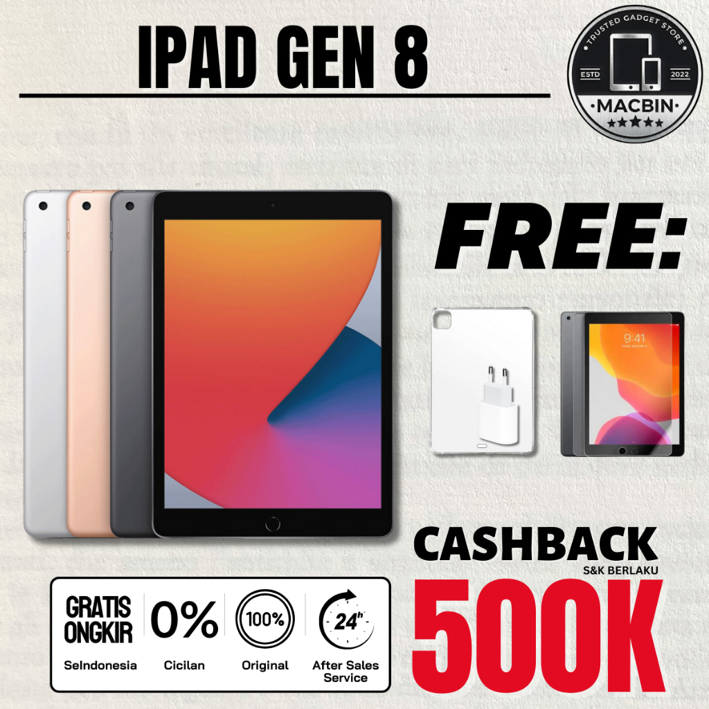 iPad 8 10.2 Inch 128GB 32GB Wifi Only Wifi Cellular Second Original Resmi