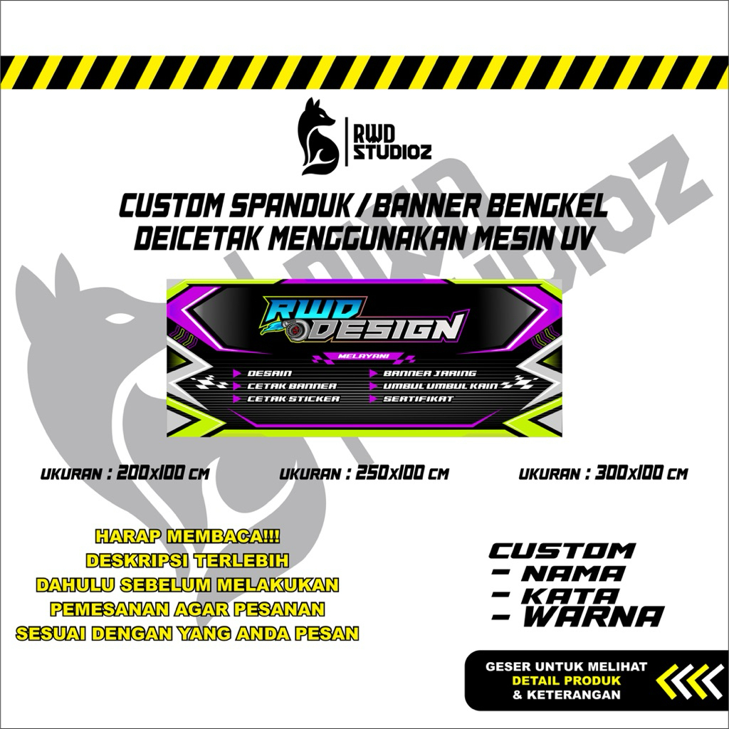 BANNER SPANDUK BENGKEL RACING DICETAK DENGAN MESIN UV