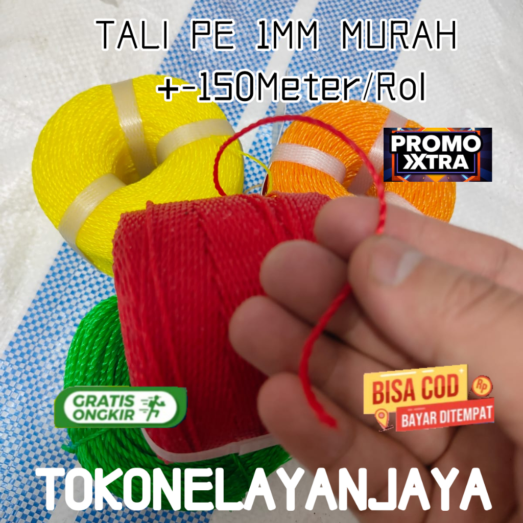 Tali Tambang Tali Tampar Tali Layangan 1.5mm Panjang 200m Berat 0.2kg bermacam warna