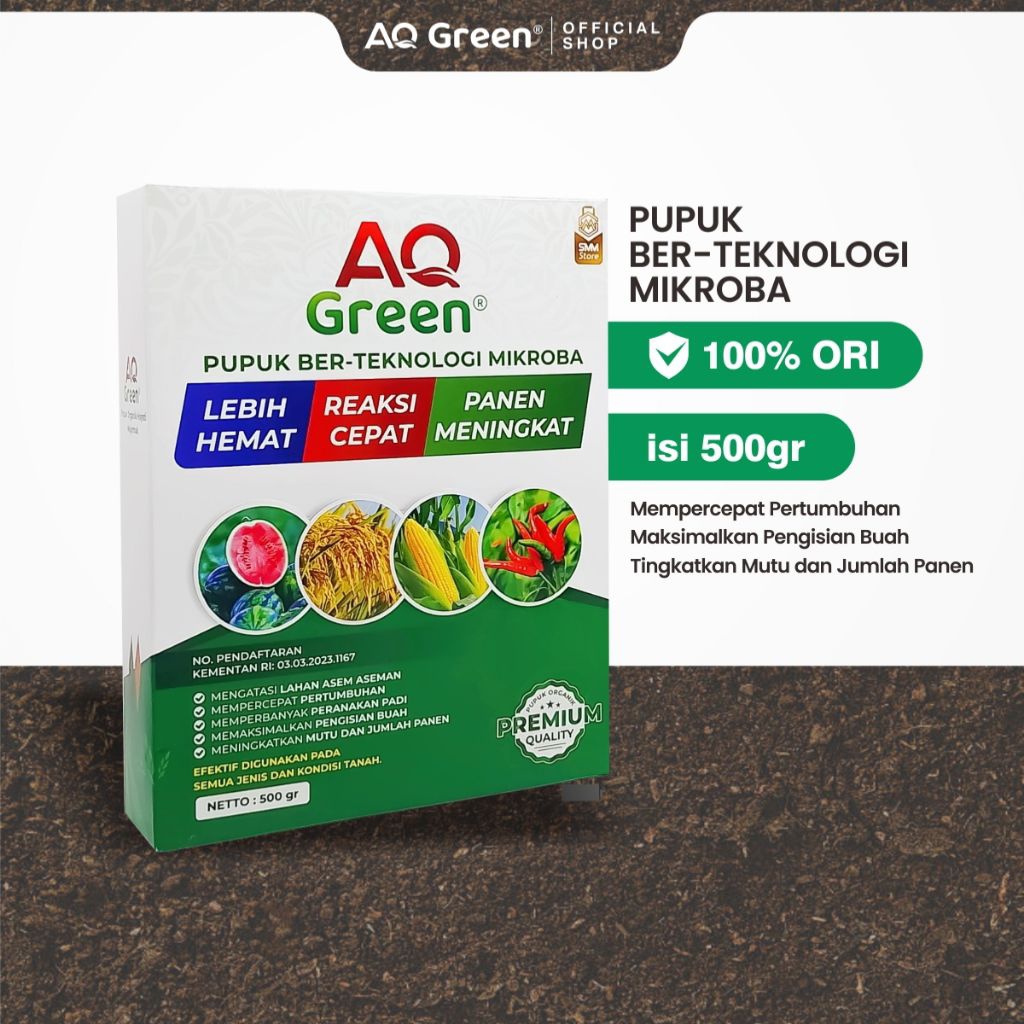 Pupuk AQ Green – Pupuk Booster Buah NPK | Pelebat Buah Organik untuk Padi, Jagung, Sawit, Karet