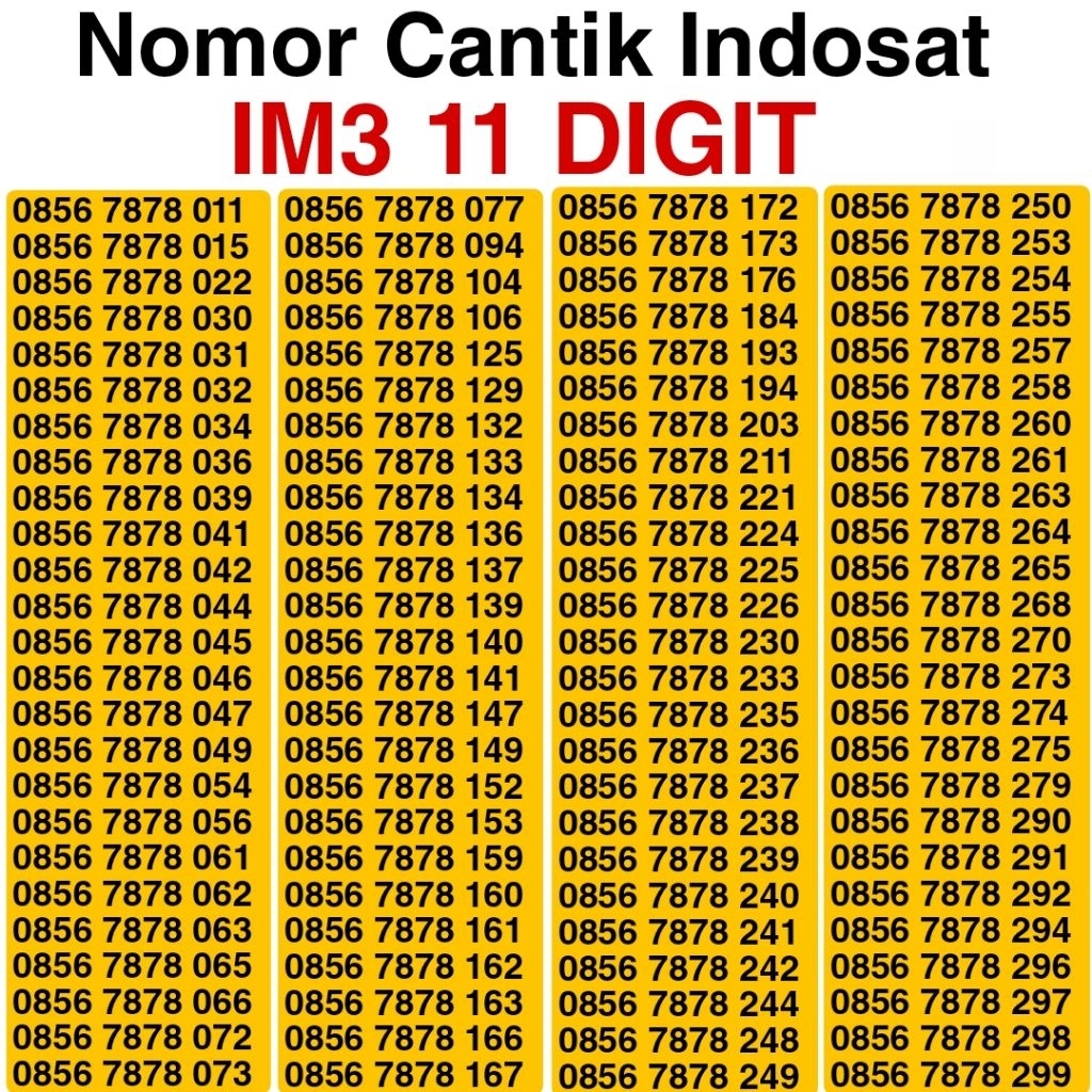 No Cantik Indosat 11 Digit / Nomer Cantik IM3 11 Digit /  Nomor Cantik Indosat IM3 11 Digit