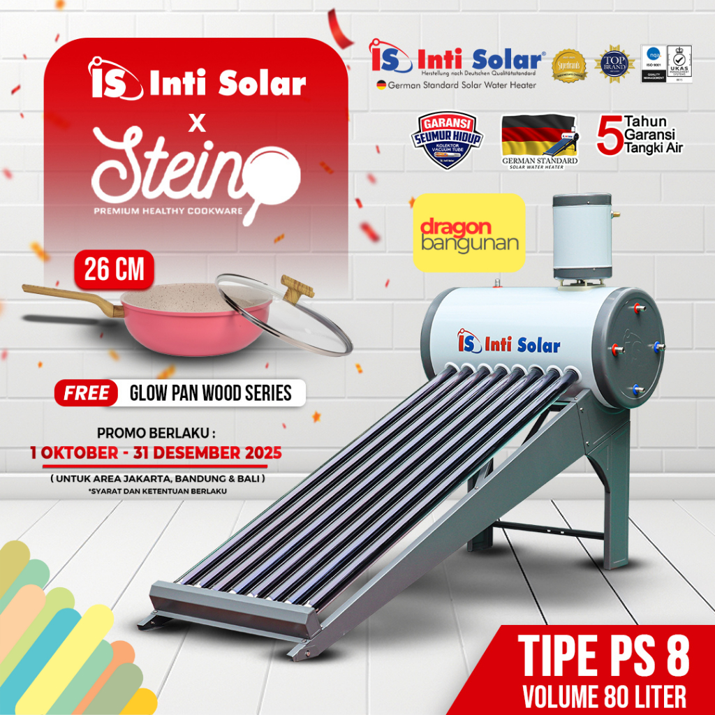 Pemanas Air Inti Solar 80 Liter - Intisolar PS 8 - Solar Water Heater Inti Solar
