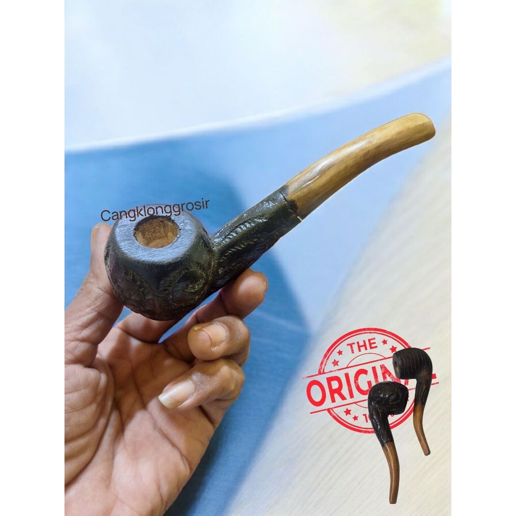 Once pipa cangklong bahan kayu kopi/tanduk motif popay lawasan
