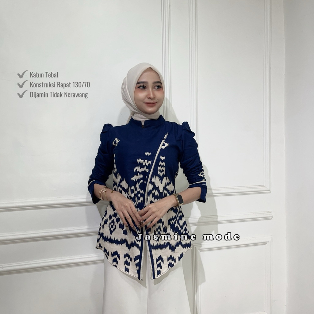Atasan Batik Wanita Lengan Panjang Kebaya Janggan Motif Muncak Bahan Katun Prima