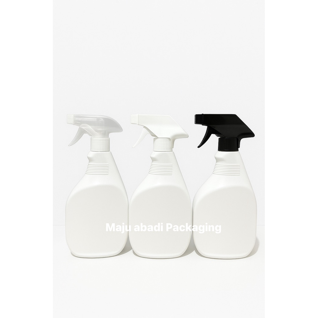 Botol Kispray 500ml Putih Susu Tutup Trigger Kispray Neck 28 / Botol Kispray 500ml Gepeng / Botol Ki