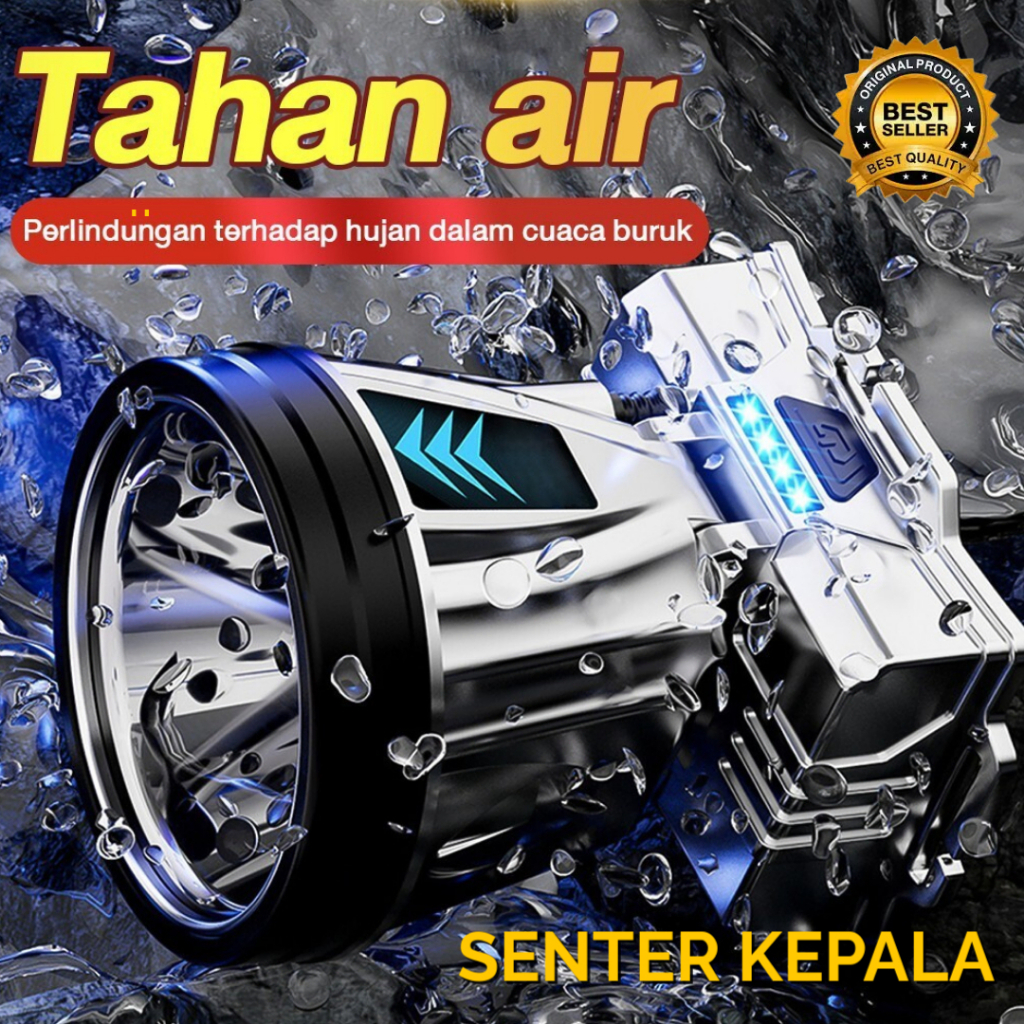 300 Watt Senter Kepala Super Terang Power Bank Kabel Type C Original Pabrik