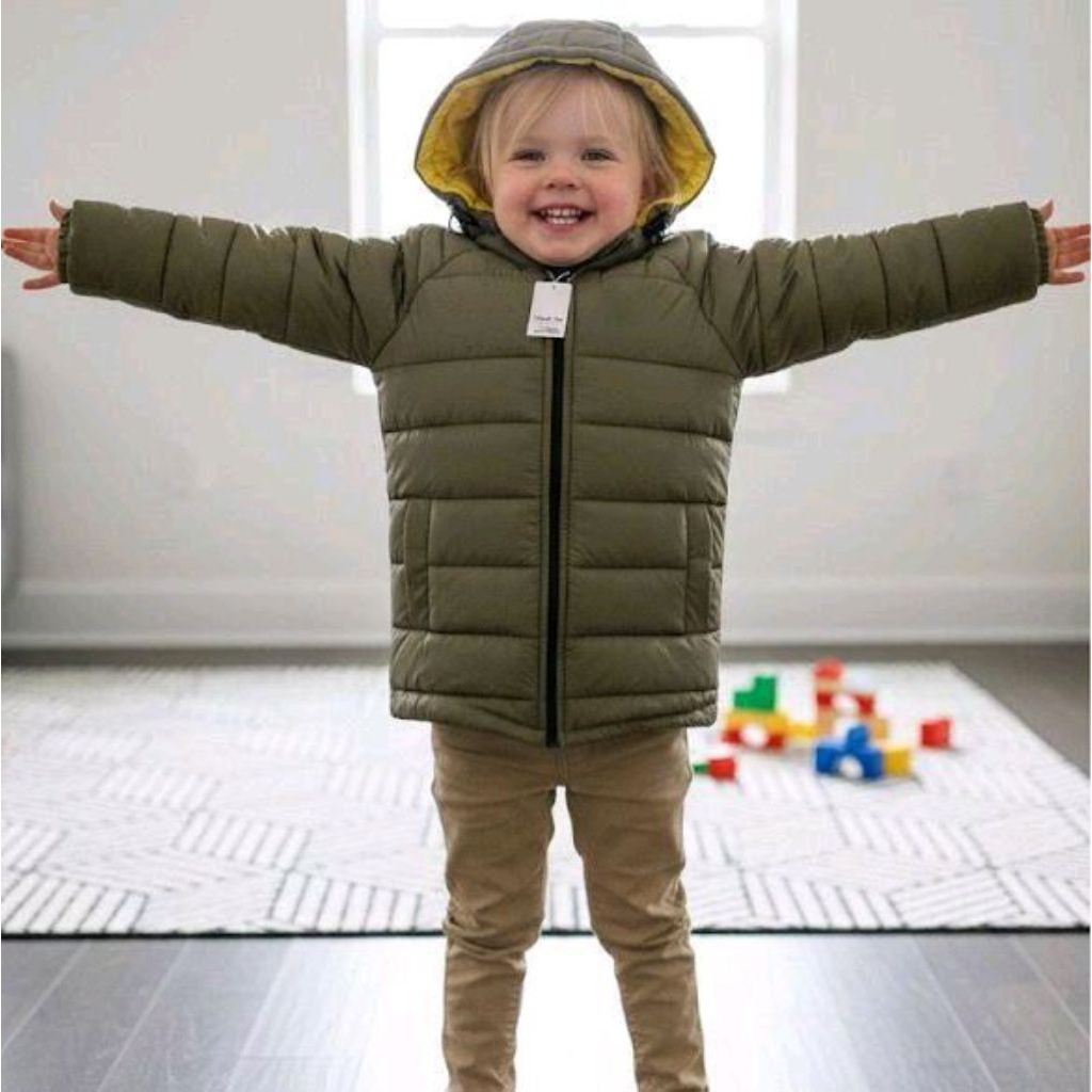 jaket anak gelembung/winter_manter lapis_busa coklat polos