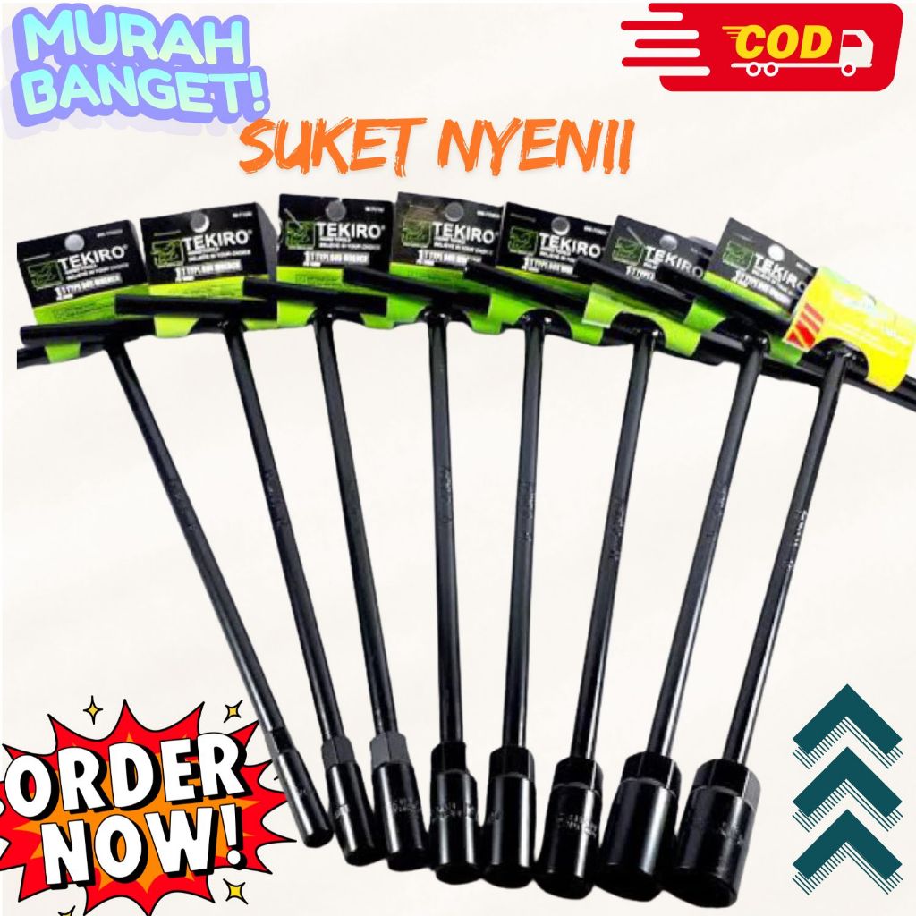 Paket isi 3 Pcs BONUS OBENG kunci T Sock Original TEKIRO OLIQ EF Ukuran 8-12-14mm