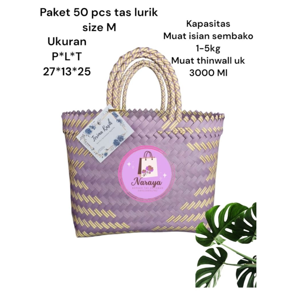 paket hemat  50 pcs tas anyaman lurik/tas lurik sedang