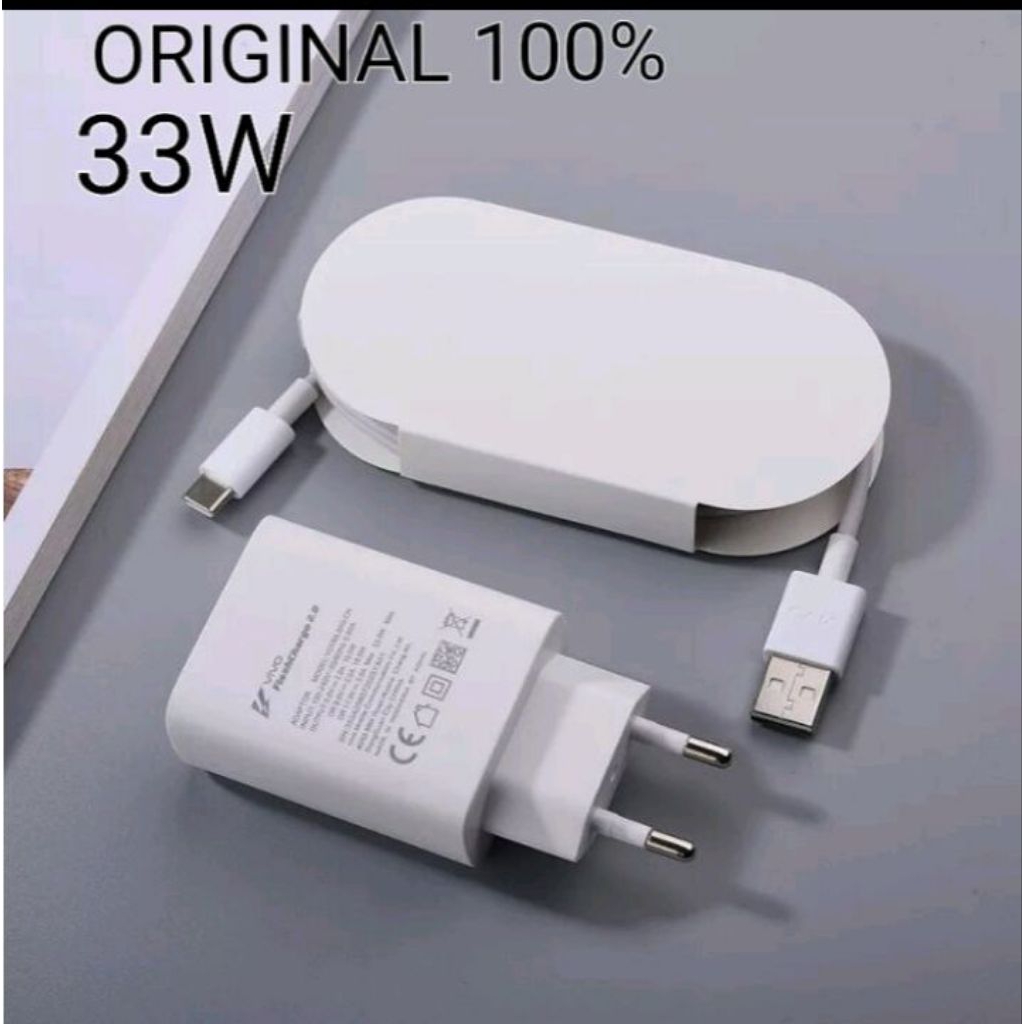 Charger Vivo Original 100%- 33W Fast Charging V5 /V7/ V9 /V11 Charging Vivo V15 /Y11 /Y12  TC Vivo Y