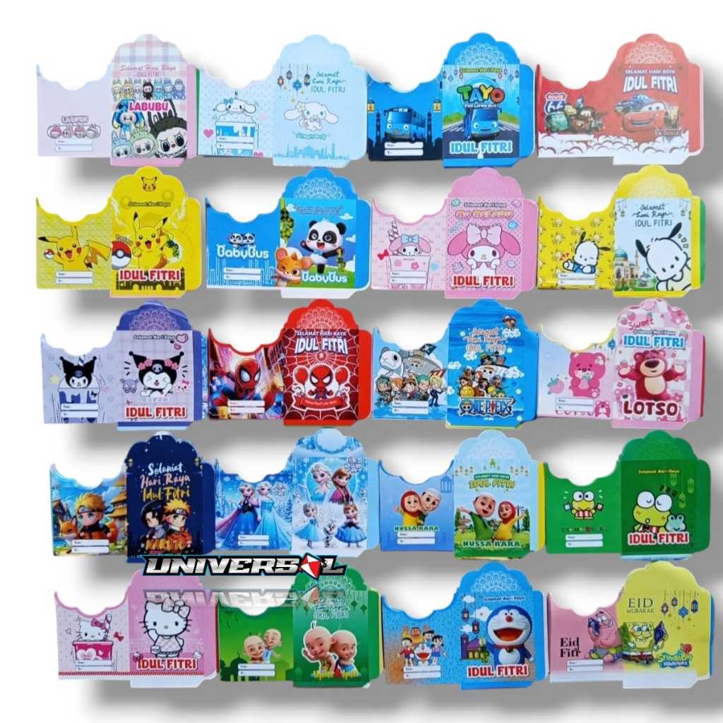 Amplop Lebaran Ukuran Medium (7x12) isi -+1000lembar Kartun & Muslim