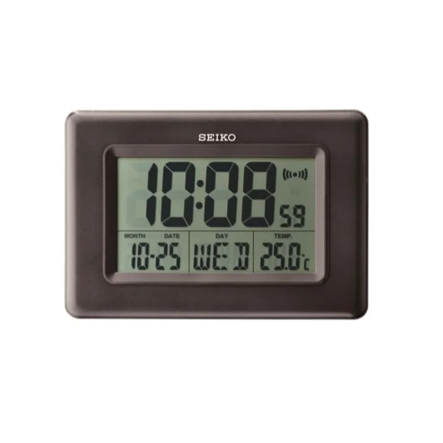 Jam Weker Seiko QHL058 QHL058K Plastic Case Black Color LCD / Digital Dial Thermometer Bedside Alarm