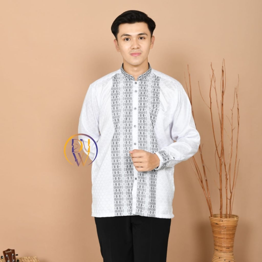Baju Koko dewasa lengan panjang bahan katun madinah
