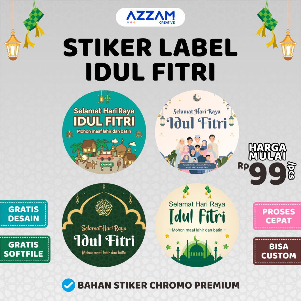 STIKER IDUL FITRI / STIKER LEBARAN / STIKER HAMPERS LEBARAN / STIKER TOPLES IDUL FITRI / STIKER LEBA