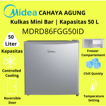 MIDEA Kulkas Mini Bar MDRD86FGG50ID Kapasitas 50 Liter Mini Bar Refrigerator