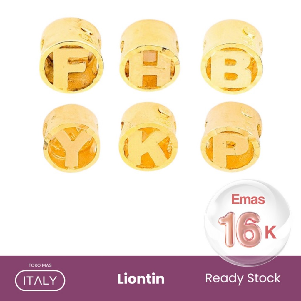 Liontin Emas Huruf Inisial Bulat 16K
