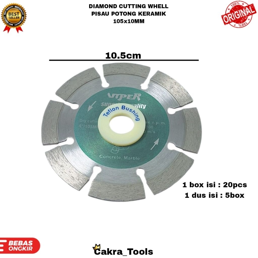 Diamond Cutting Wheel Pisau Potong Keramik High Speed 105 mm x 10