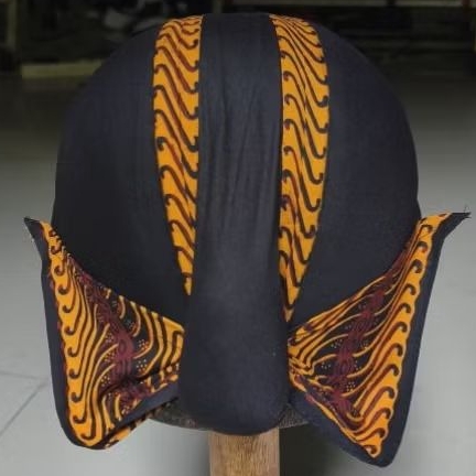 Blangkon Alusan Mataram Jogja motif samura kuning, blangkon cuci lipat full jahitan tanpa kertas, ad