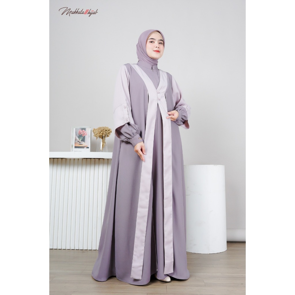 Noyra Dress Abaya Gamis Wanita Cewek Fashion Muslim Kekinian Terbaru 2025 Elegan Mewah Butik Ori Kek