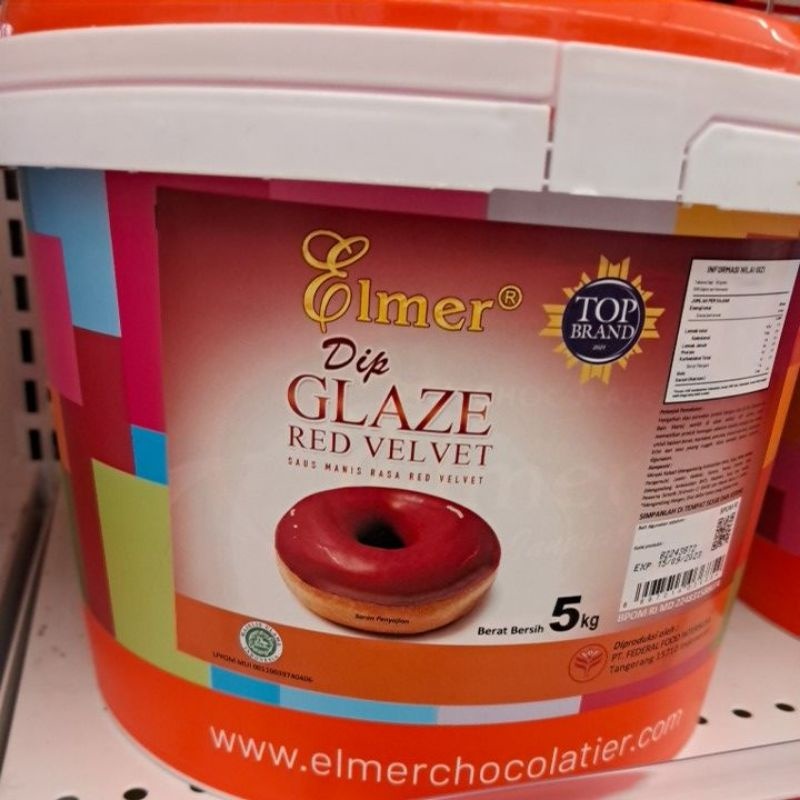 dip glaze elmer red velvet repack 250gr / glaze redvelvet toping donat