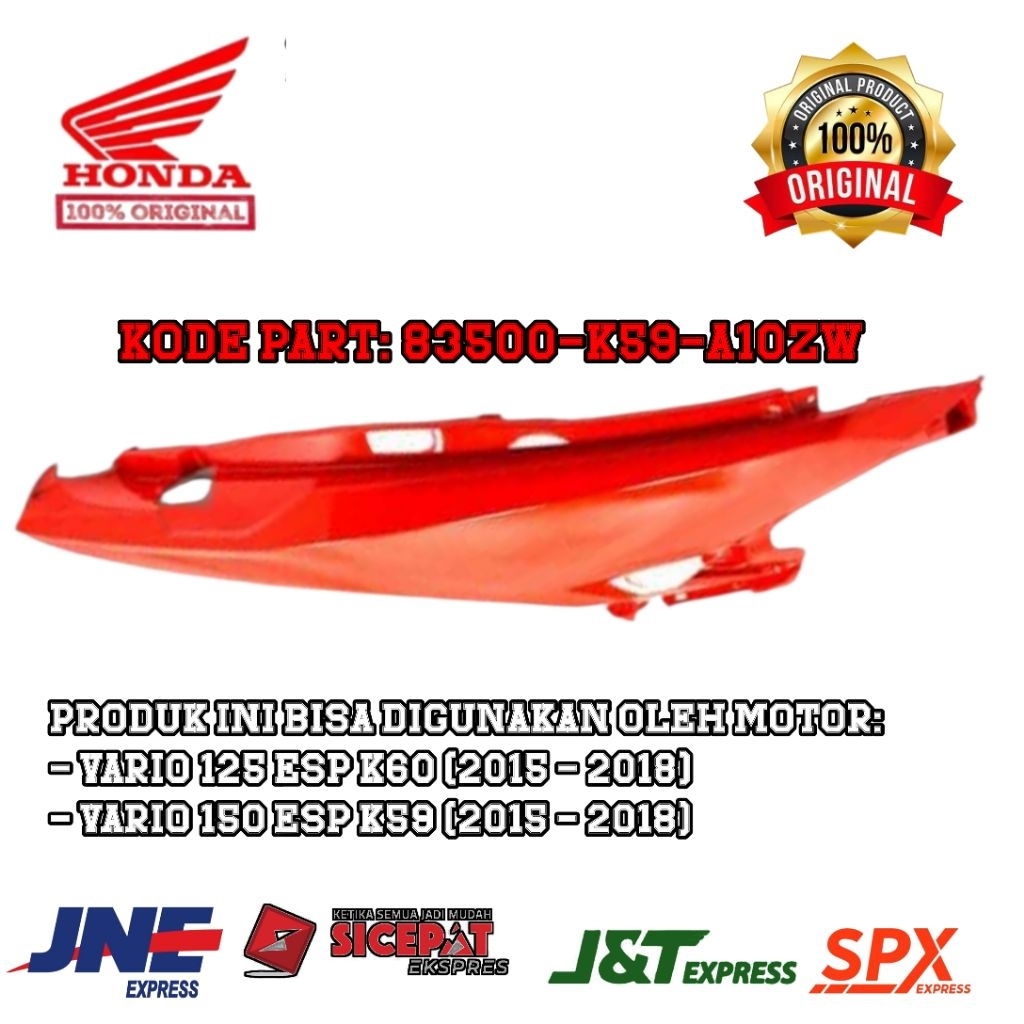 83500-K59-A10ZW Cover Body Kanan Merah Honda Vario 150 eSP K59 Original AHM HONDA