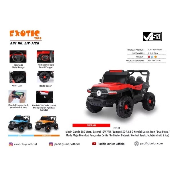 Mainan Anak Mobil Aki RC JEEP EXOTIC EJP 7723 EJP7723