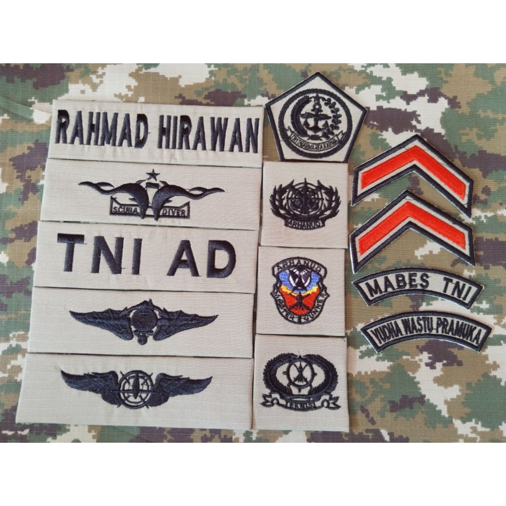 BANGE TNI PANGKAT NAMA SET SERAGAM ATRIBUT TNI TERBARU CUSTOM BORDIR