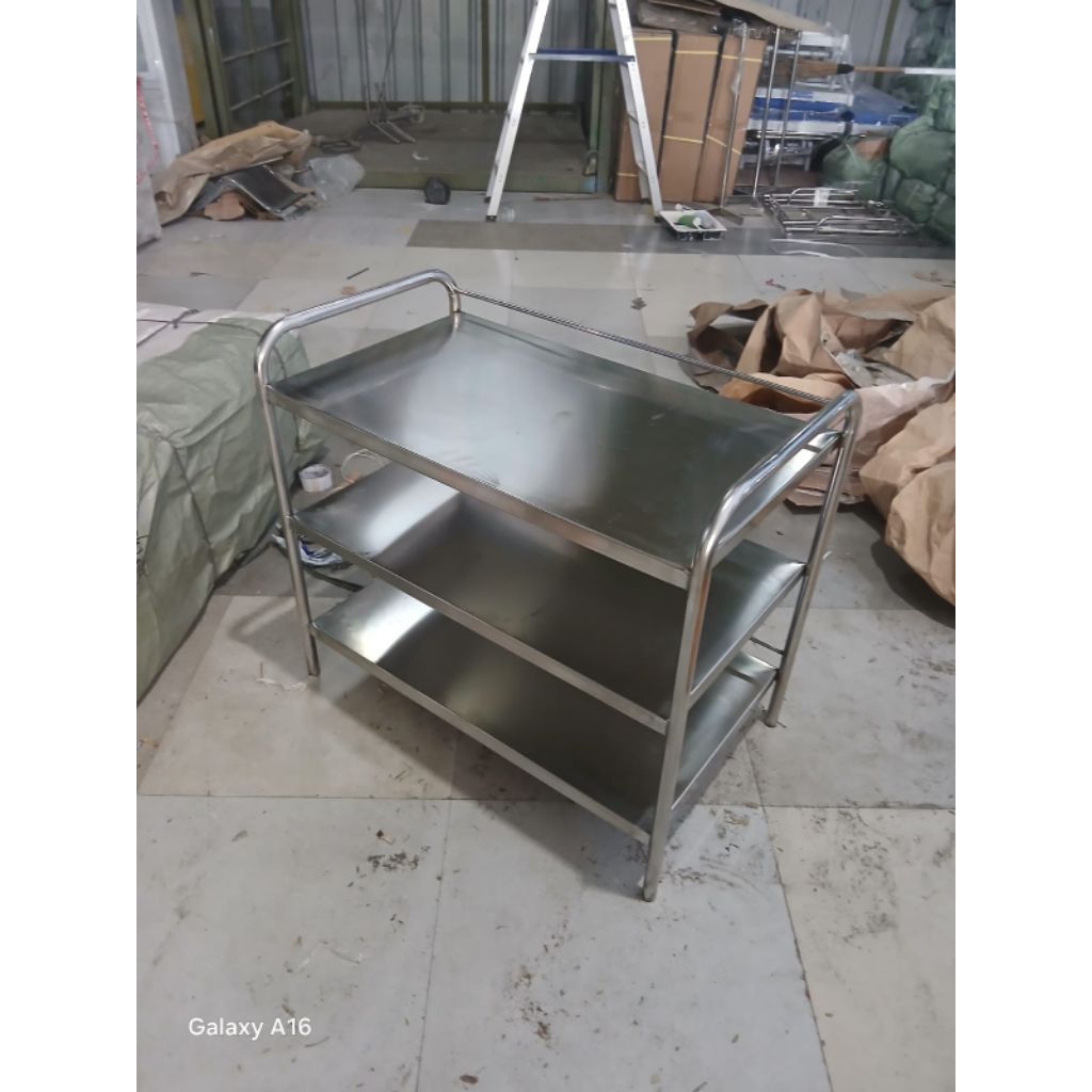 Trolley MBG 3 rak stainless/ Trolley dapur MBG