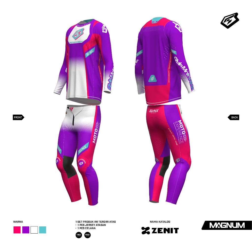 GEARSET TYPE MAGNUM ZENITH SERIES /JERSEY SET MOTOCROSS SVNX / JERSEY MOTOR CROSS / JERSEY TRAIL ADV