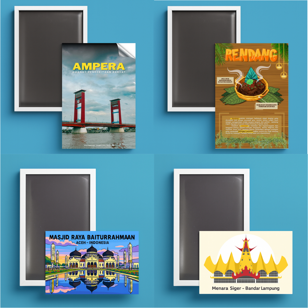 Fridget Magnet Kulkas Souvenir Oleh Oleh Sumatera Aceh Medan Padang Palembang Lampung Magnet Kulkas