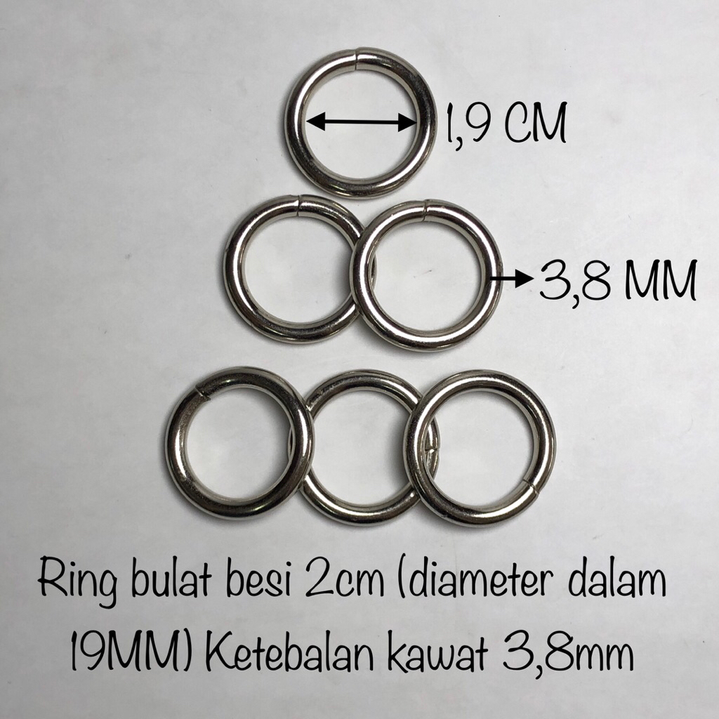 Ring bulat besi 2cm tebal kawat 3,8mm