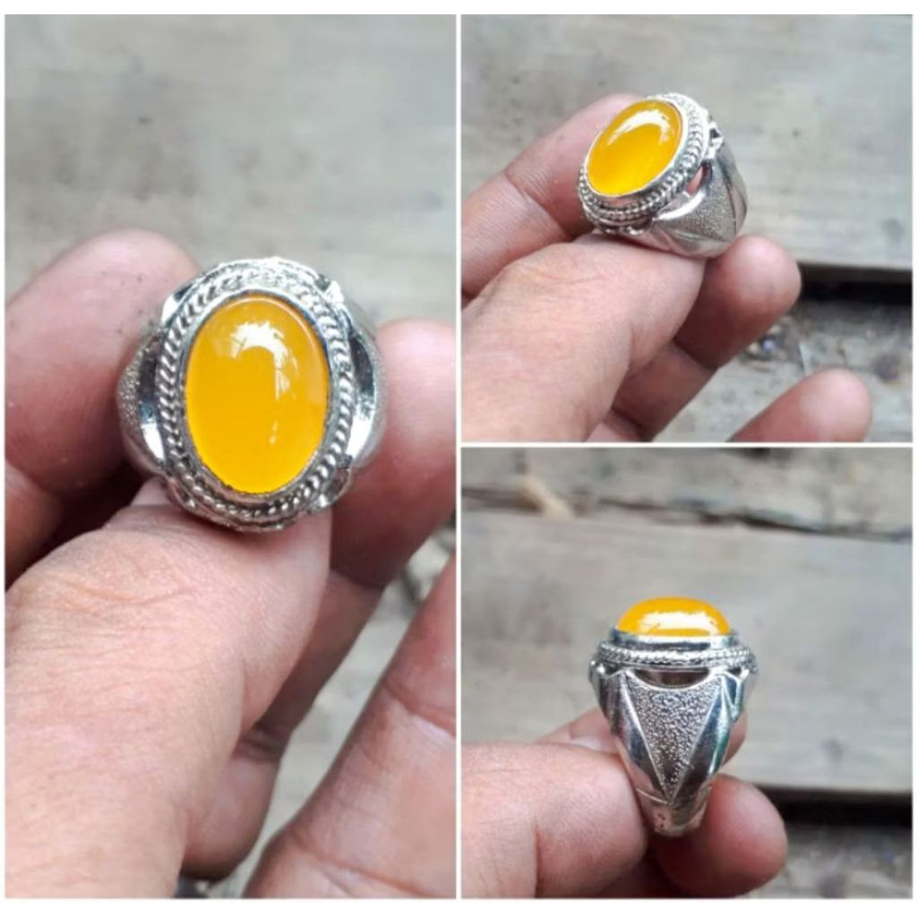 Cincin Batu Akik Kuning Garut 14 mm Mban Alpaka