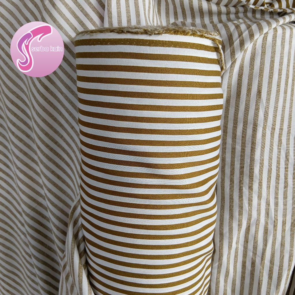 Kain Rayon Viscose Motif Salur Warna Olive Terbaru