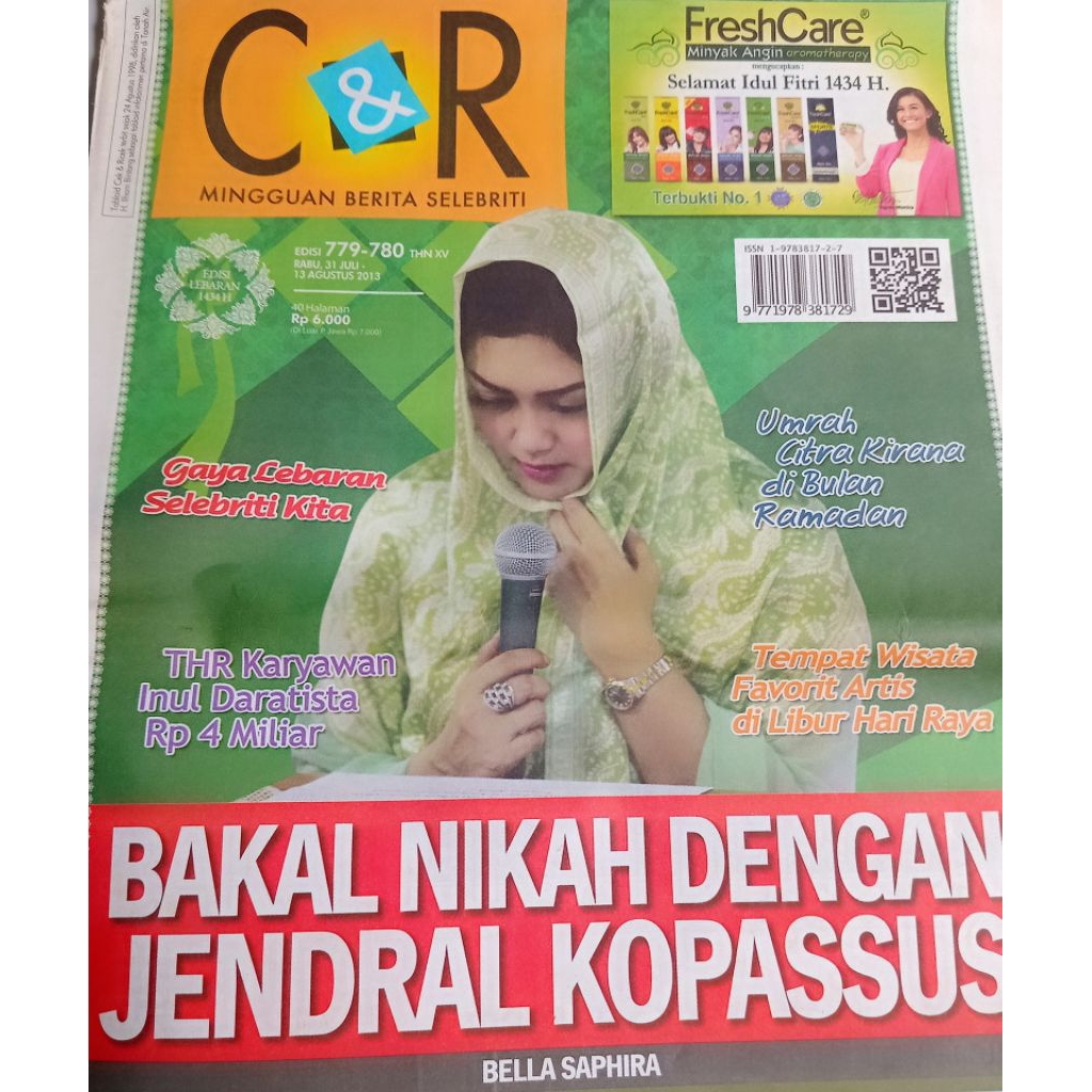 Tabloid C&R Edisi Lebaran 2013 Cover Bella Saphira Veronica Simanjuntak Simatupang (Finalis Gadsam'8
